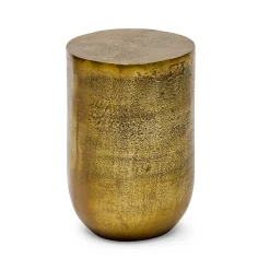 Clearance Horgans Aira Drum Side Table Antique Gold