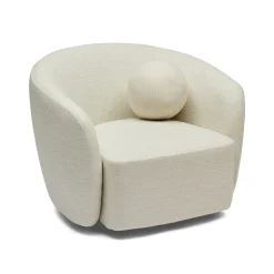 Discount Horgans Albi Swivel Chair & Ball Cushion Cream Weave