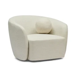 Discount Horgans Albi Swivel Chair & Ball Cushion Cream Weave