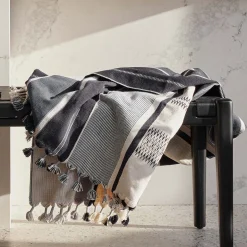 New Horgans Alo Handwoven Throw Blue, White & Black