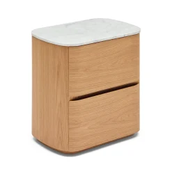 New Horgans Alza Bedside Carrara Marble Natural