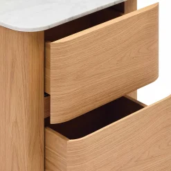New Horgans Alza Bedside Carrara Marble Natural