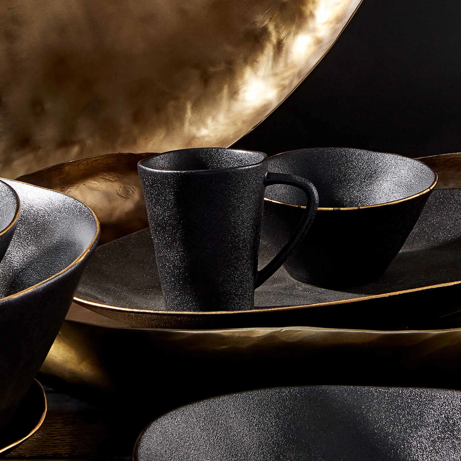 Outlet Horgans Amaro Ceramic Mug Black Black & Gold