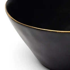 New Horgans Amaro Salad Bowl Black Small Black & Gold