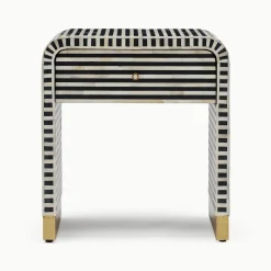 New Horgans Amo Bone Inlay Bedside Black