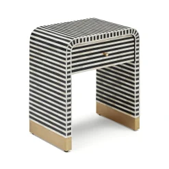 New Horgans Amo Bone Inlay Bedside Black