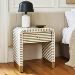 Online Horgans Amo Bone Inlay Bedside Grey