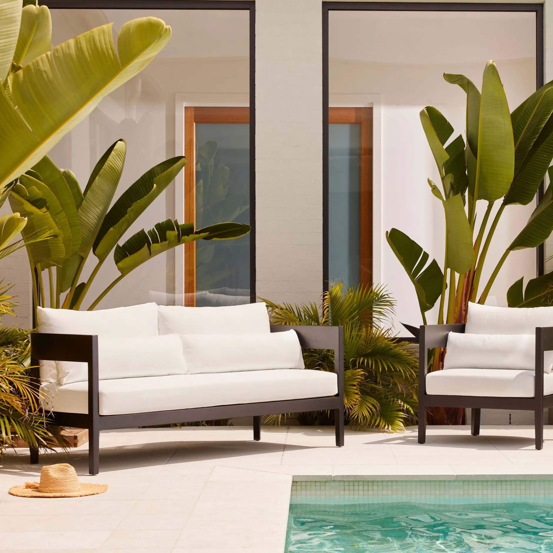 Sale Horgans Avoca Outdoor Sofa Black & White