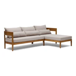 Clearance Horgans Avoca Outdoor Sofa Natural & Right Chaise Stone