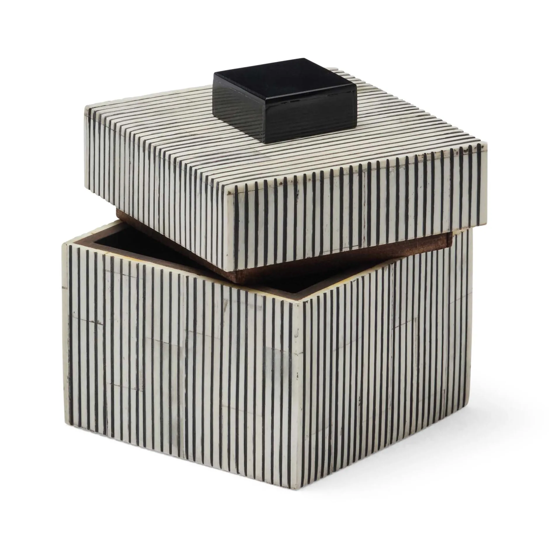 Clearance Horgans Bande Bone Square Box Black & White