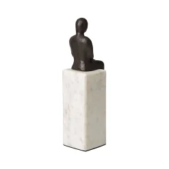 New Horgans Banswara Sitting Man Bookend Aged Bronze & Marble