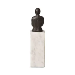 New Horgans Banswara Sitting Man Bookend Aged Bronze & Marble