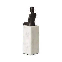 New Horgans Banswara Sitting Man Bookend Aged Bronze & Marble