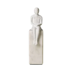 Best Horgans Banswara Sitting Man Bookend White White & Marble