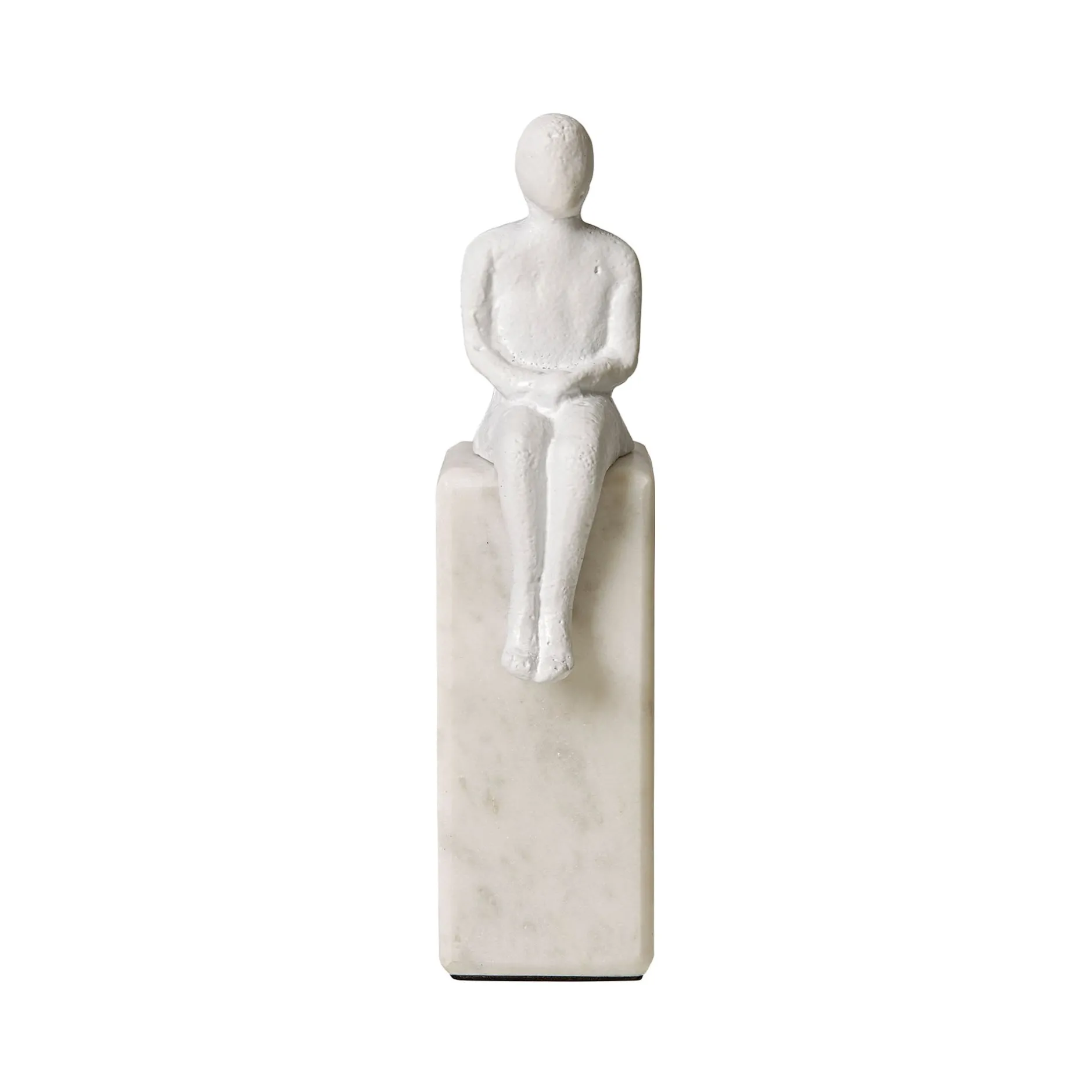 Best Horgans Banswara Sitting Man Bookend White White & Marble