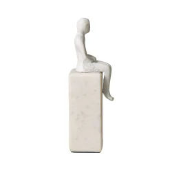 Best Horgans Banswara Sitting Man Bookend White White & Marble