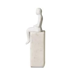 Best Horgans Banswara Sitting Man Bookend White White & Marble
