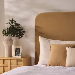 Clearance Horgans Celine Bedhead Queen Sand Sand Velvet