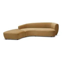 Best Horgans Celine Sectional Sofa Sand Left Sand Velvet