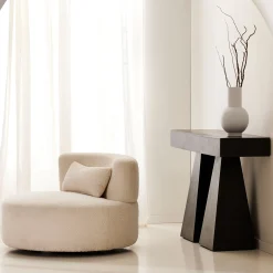 New Horgans Claudia Swivel Chair Ivory Ivory Boucle