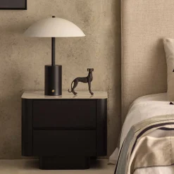 Discount Horgans Clio Bedside White Marble Ceramic Black