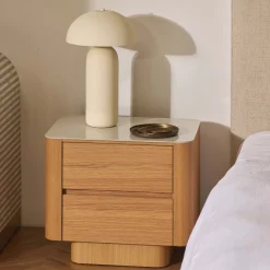 Discount Horgans Clio Bedside White Marble Ceramic Natural