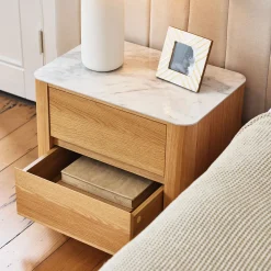 Discount Horgans Clio Bedside White Marble Ceramic Natural