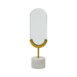 Hot Horgans Daisy Long Oval Table Mirror Mirror & White Marble
