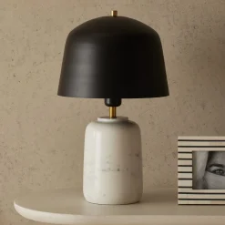 Fashion Horgans Dane White Marble Lamp White & Matte Black