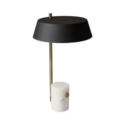 Fashion Horgans Fern Table Lamp White Marble & Black