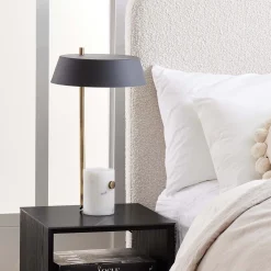 Fashion Horgans Fern Table Lamp White Marble & Black