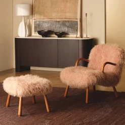 Fashion Horgans Frankie Chair & Ottoman Set Brown Faux Fur