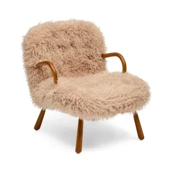 Fashion Horgans Frankie Chair & Ottoman Set Brown Faux Fur