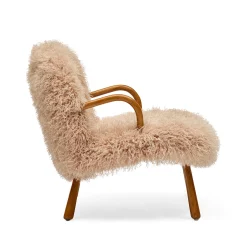 Fashion Horgans Frankie Chair & Ottoman Set Brown Faux Fur