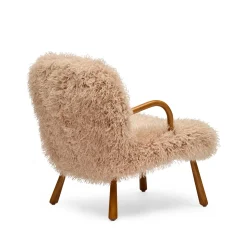 Fashion Horgans Frankie Chair & Ottoman Set Brown Faux Fur