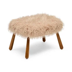 Fashion Horgans Frankie Chair & Ottoman Set Brown Faux Fur