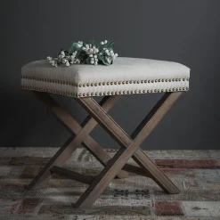 Best Horgans Keir Studded Ottoman Natural