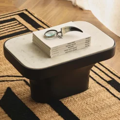 New Horgans Malmo Marble Coffee Table Small White & Black