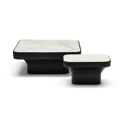 New Horgans Malmo Marble Coffee Table Small White & Black