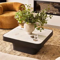 New Horgans Malmo Marble Coffee Table Large White & Black