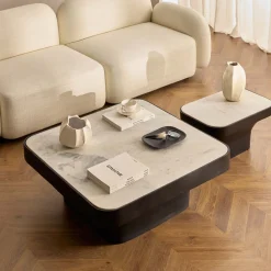 New Horgans Malmo Marble Coffee Table Large White & Black