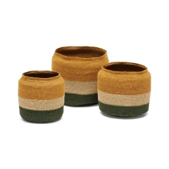 Best Horgans Mason Baskets Set 3 Mustard, White & Green