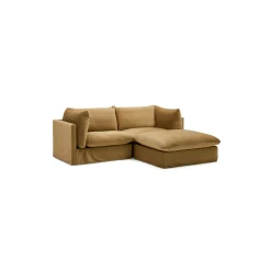 Hot Horgans Mia Modular Sofa Sand 2 Seat with Ottoman Sand Velvet