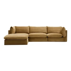 New Horgans Mia Modular Sofa Sand 3 Seat with Ottoman Sand Velvet