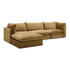 New Horgans Mia Modular Sofa Sand 3 Seat with Ottoman Sand Velvet