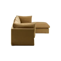 New Horgans Mia Modular Sofa Sand 3 Seat with Ottoman Sand Velvet