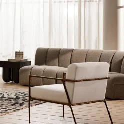 Discount Horgans Mila Chair with Arms & Gold Powder White