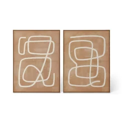 Hot Horgans Motu Framed Wall Art Set White & Tan