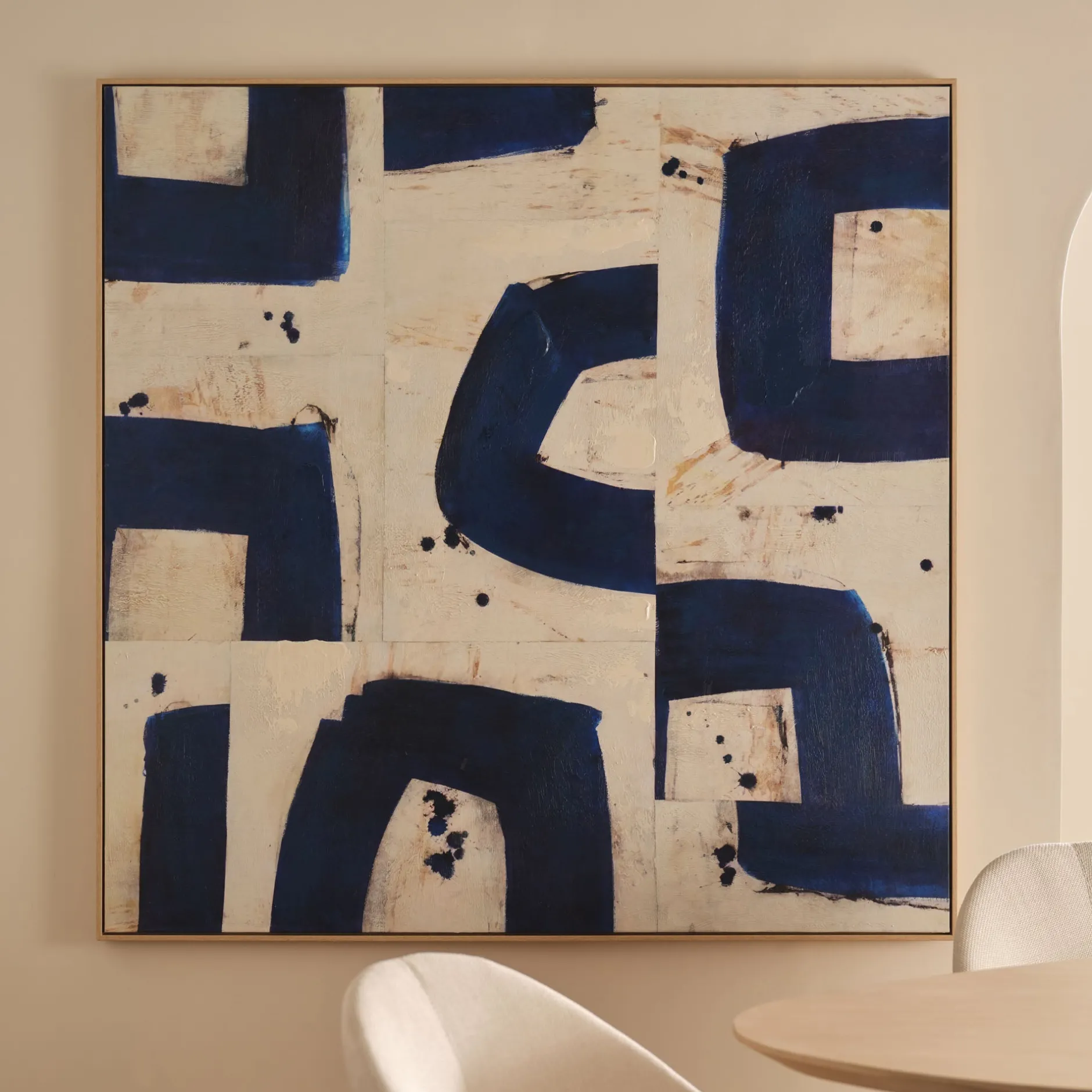 Hot Horgans Neve Framed Wall Art Blue & White