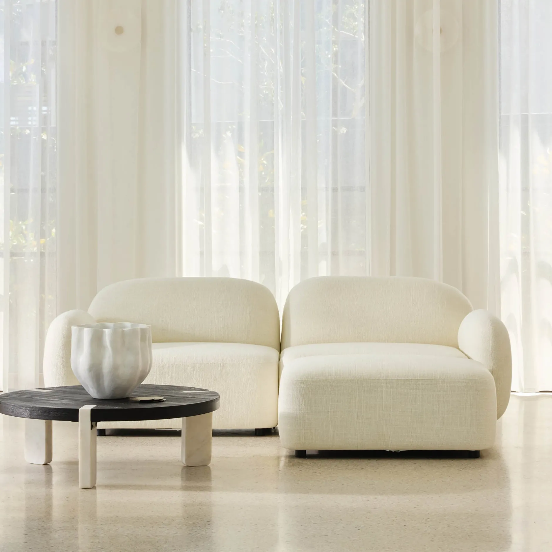 Best Horgans Oslo Modular Sofa 2 Seat with Ottoman Frosted Ivory